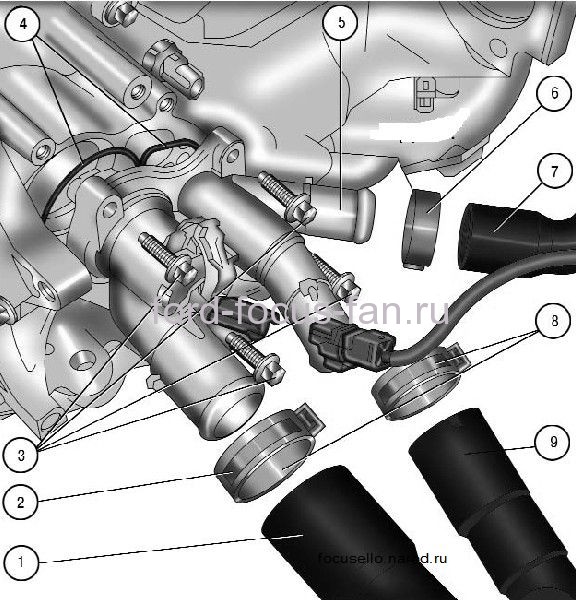 схема по демонтажу термостата форд фокус 2 